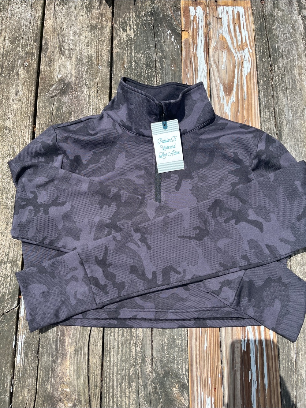 P’Tula Long Sleeve Mock Neck Half Zip Crop Top NWT